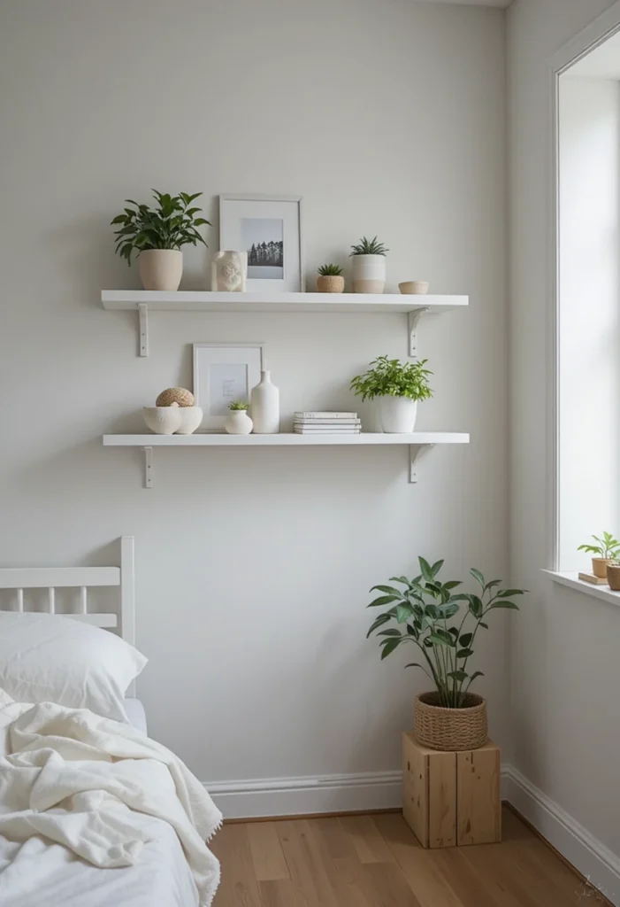  Add White Floating Shelves