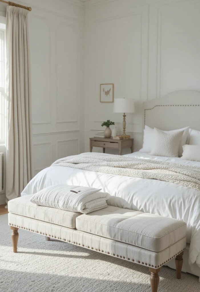 Add a White Upholstered Bench