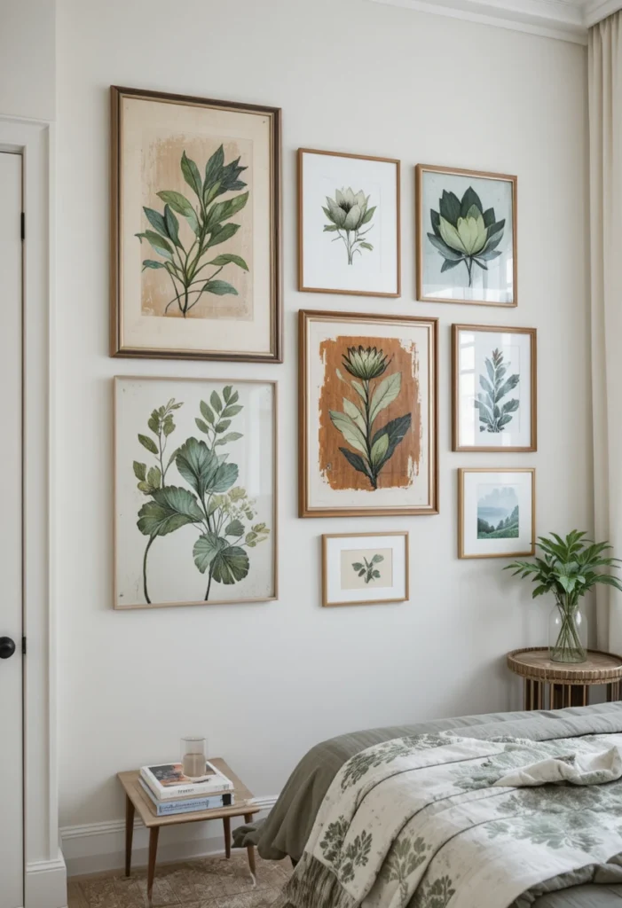 Green and Rust Gallery Wall