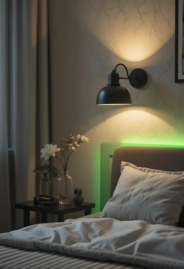 Moody Lighting with Green Accents