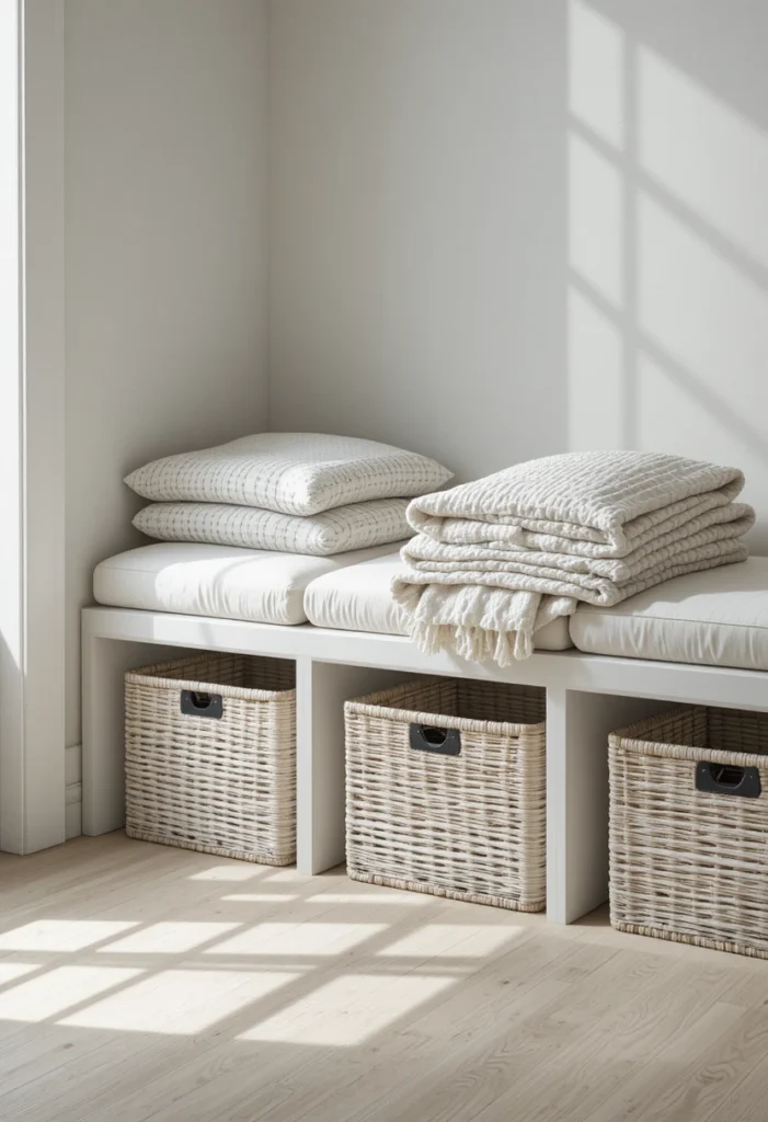 Use White Woven Baskets for Storage