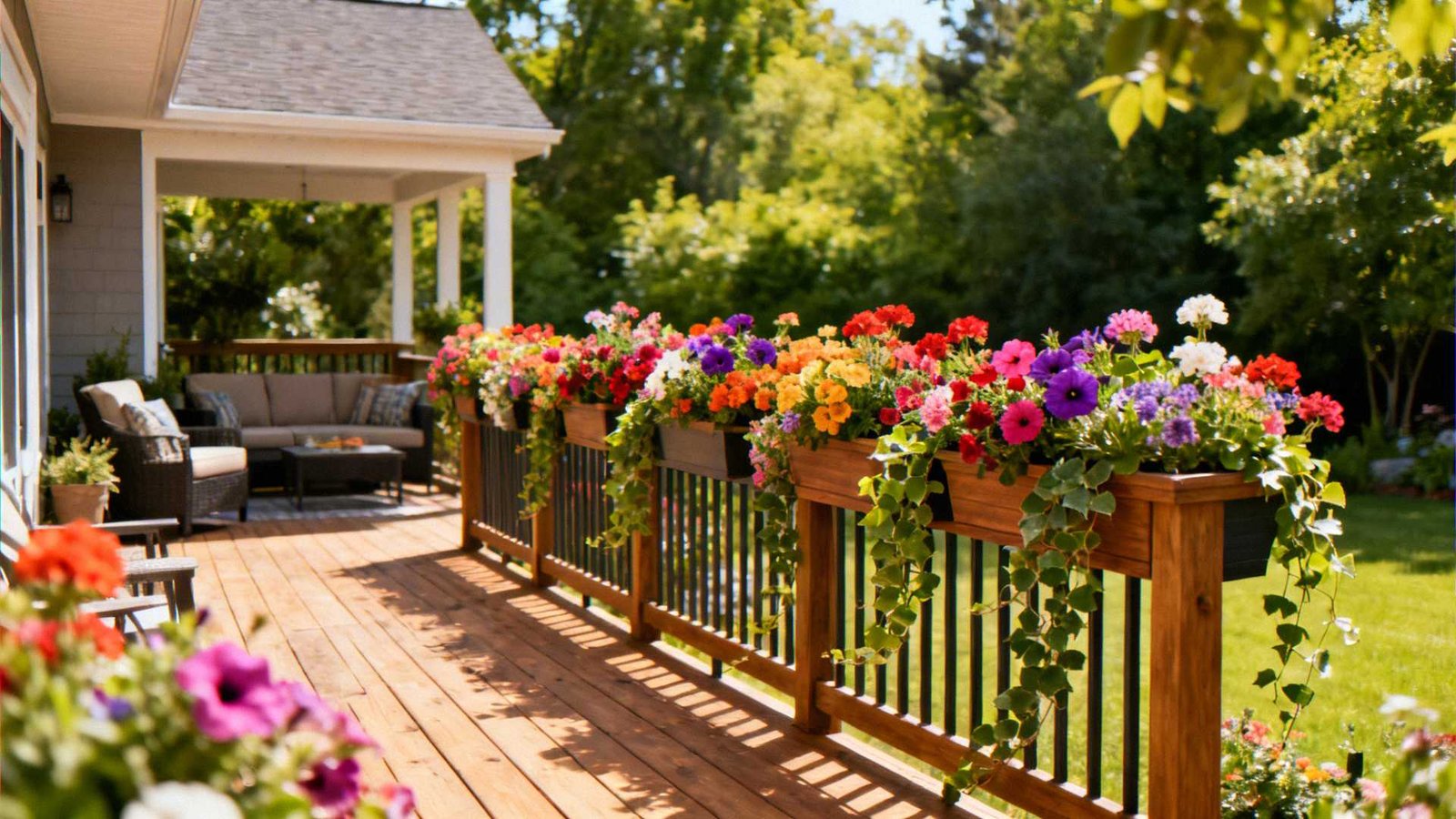 22 Gorgeous Deck Rail Planter Flower Ideas You'll Love