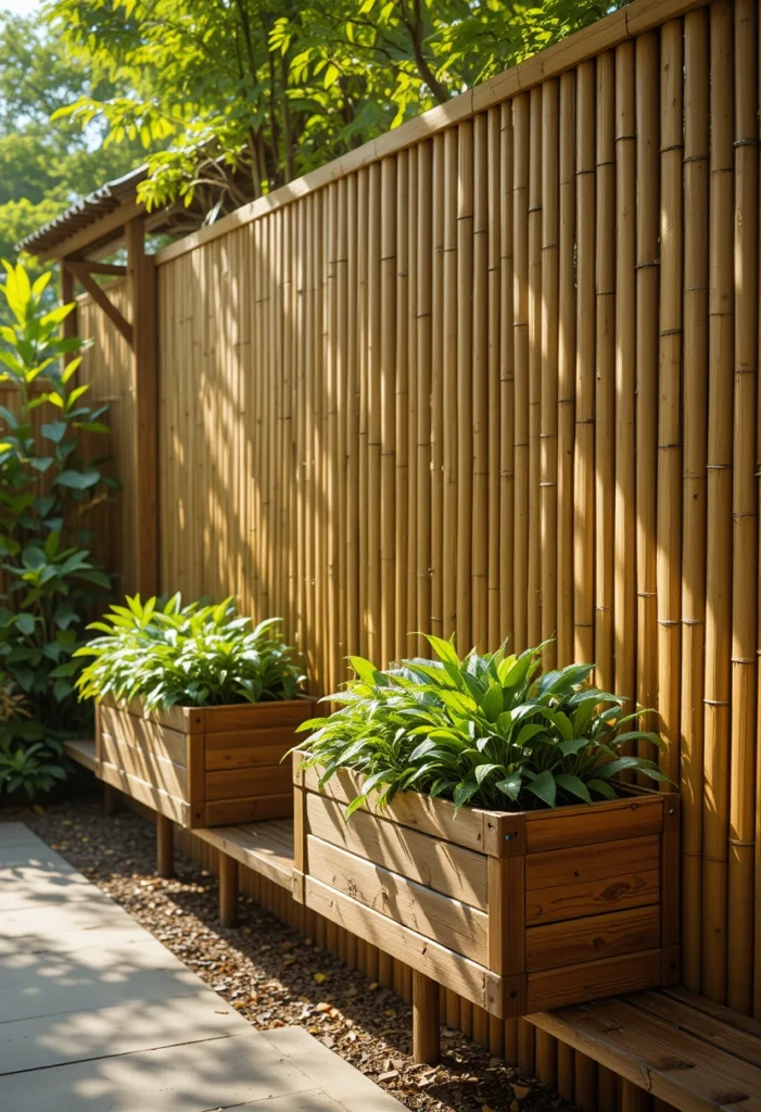  Bamboo Fence Planter Integration