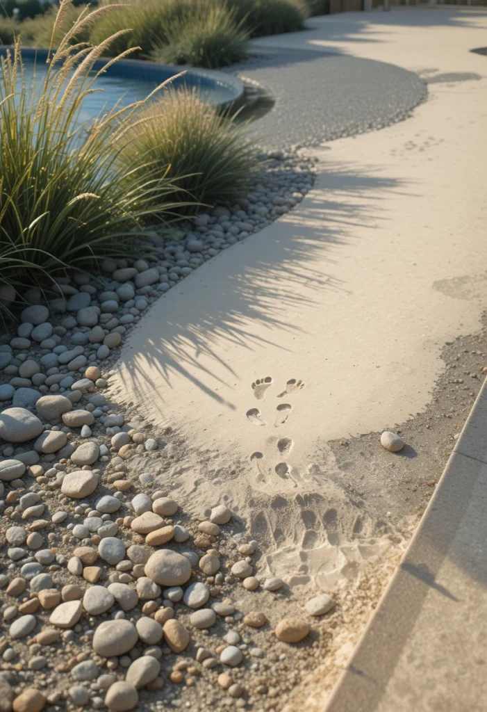 Beach Entry with Sand and Pebbles