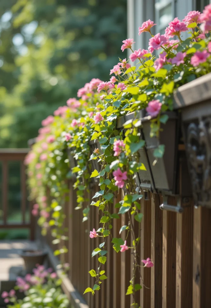 Cascading Planters on Deck Rails