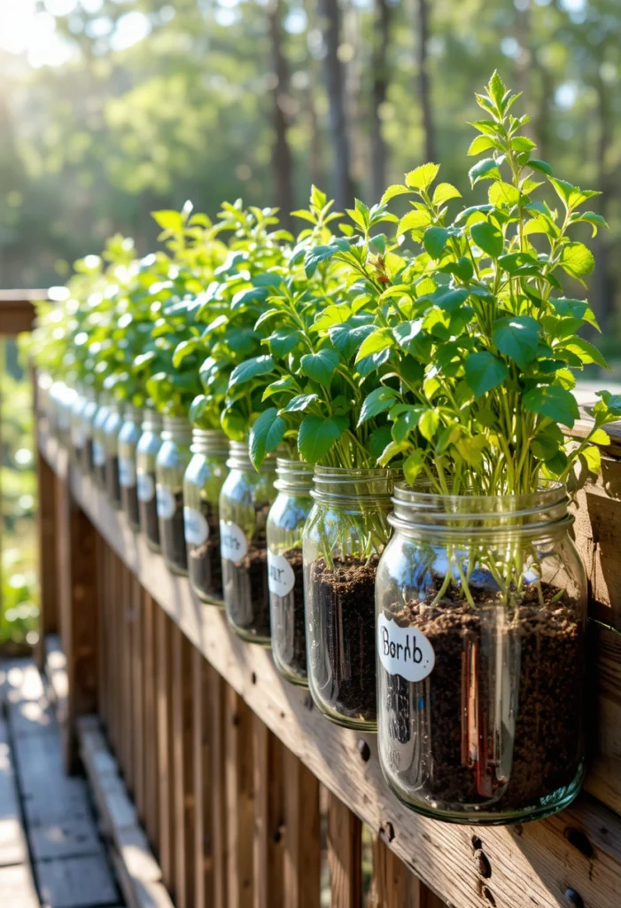  Hanging Mason Jar Herb Garden