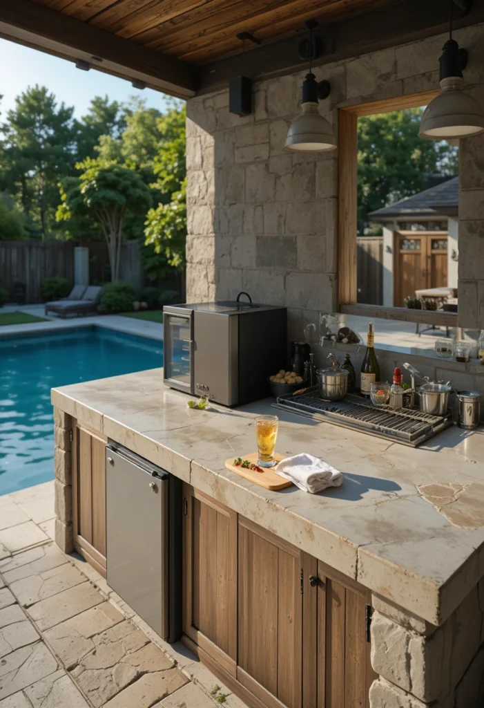 Outdoor Kitchen and Bar Area