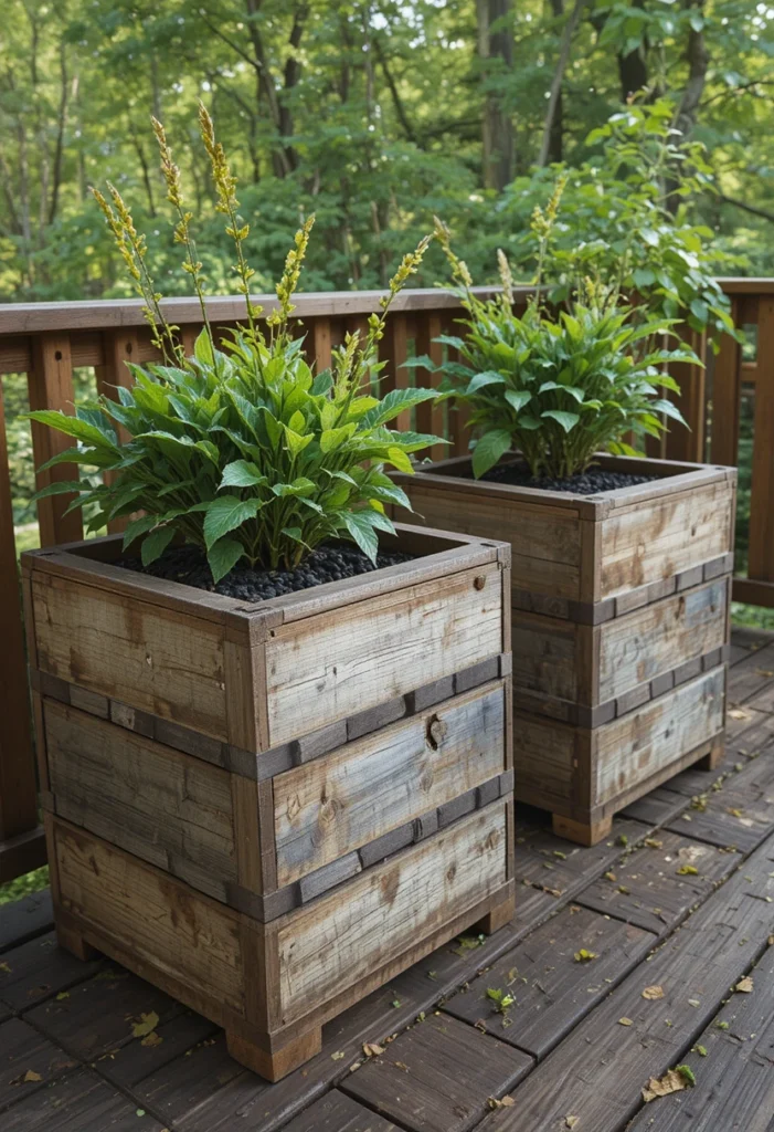 Reclaimed Wood Box Planters
