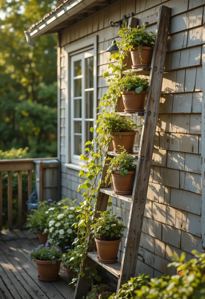 Repurposed Ladder Planters