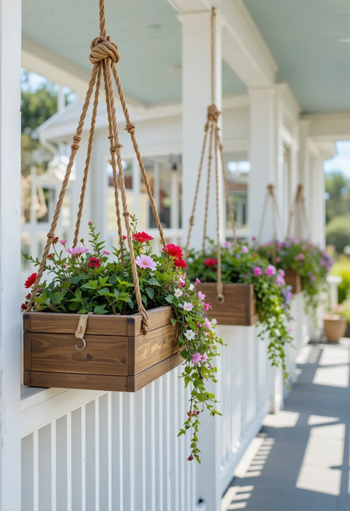 Rope-Hung Box Planters