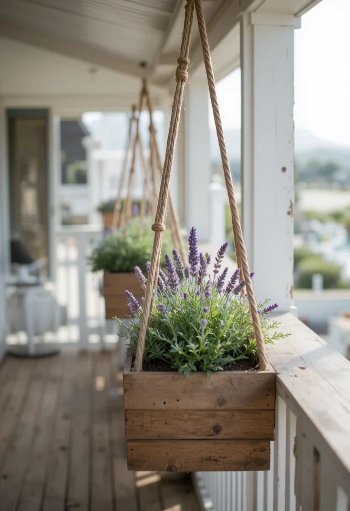 Rope and Wood Hanging Boxes