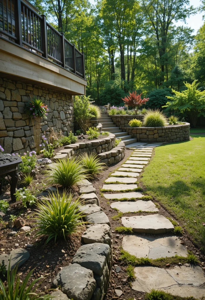 Stacked Stone Wall Borders