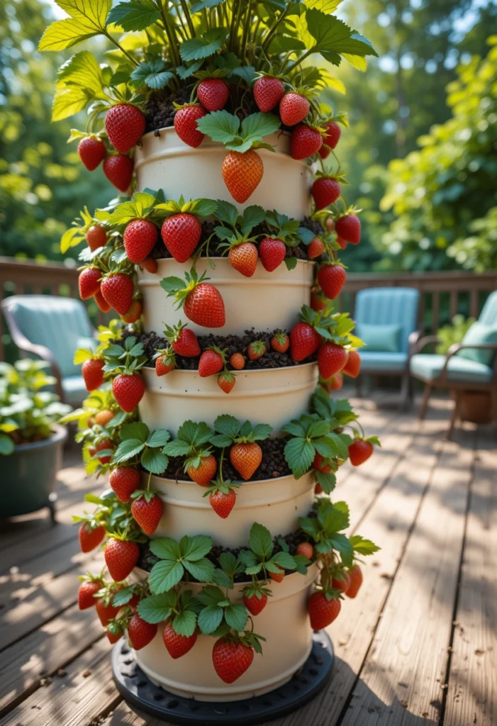 Strawberry Towers for Vertical Edibles