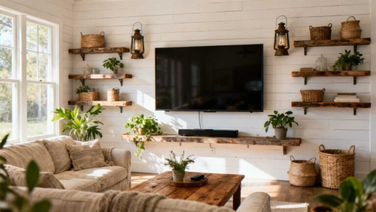Rustic Farmhouse TV Wall Ideas
