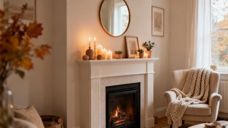 Cozy Corner Fireplace Mantel Decor Ideas