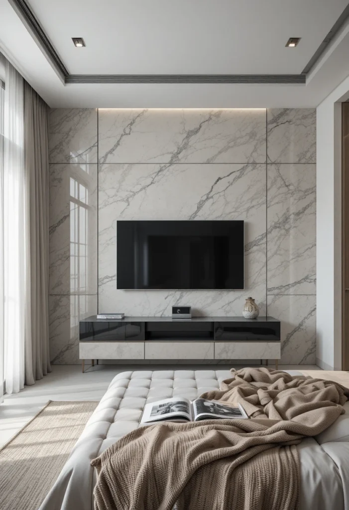 3. Marble or Stone Feature Wall