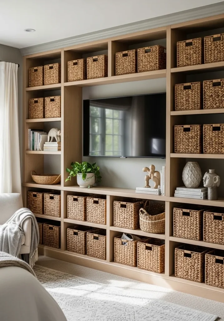 Built-In Shelving with Baskets