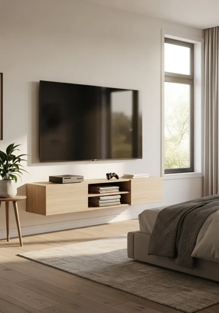 Floating Media Console Below TV