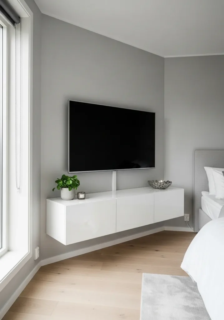 Floating Media Console in White