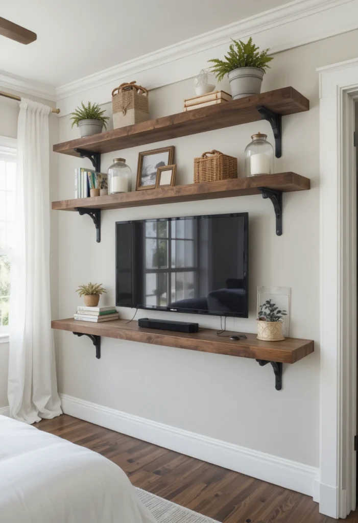 Open Shelving with Wrought Iron Brackets