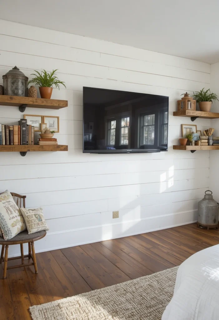 Shiplap with Floating Shelves