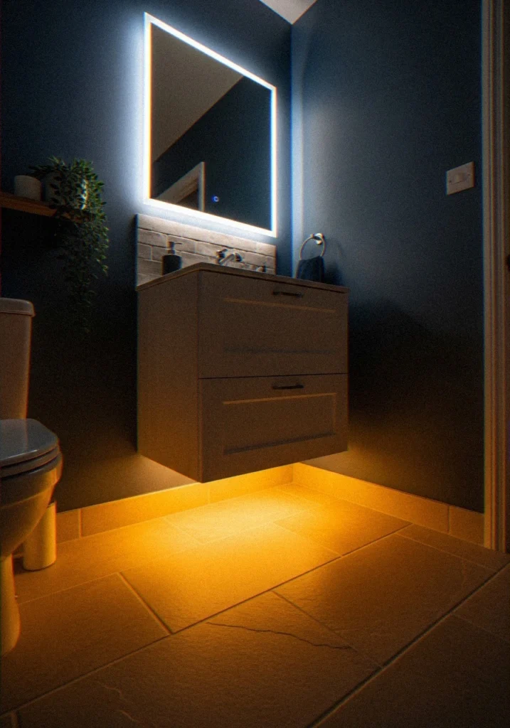 20. LED Strip Lights Under the Vanity Are Cheap Magic ✨