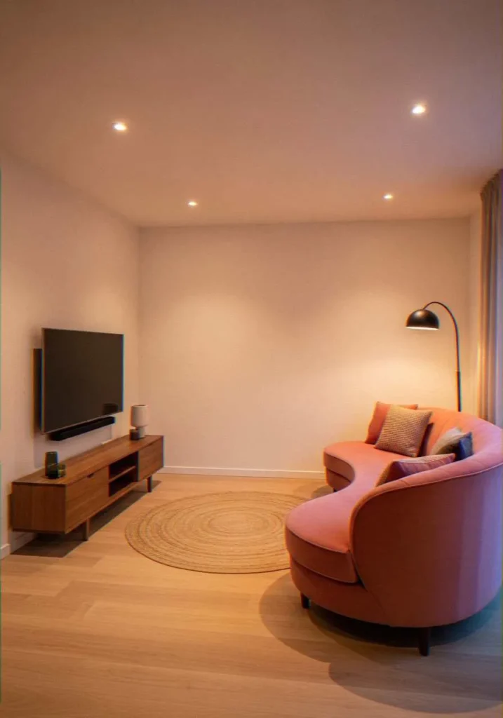 Curved Sofa Facing the TV