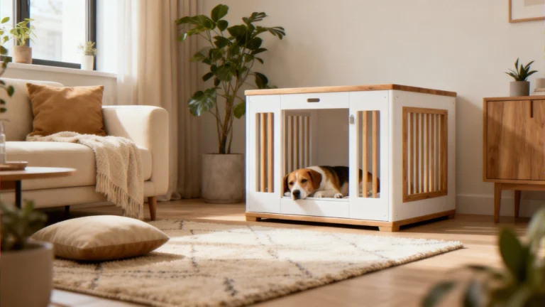 Dog Crate in a Small Apartment Living Room