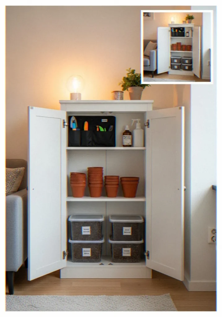 How to Hide a Plant Potting Station in