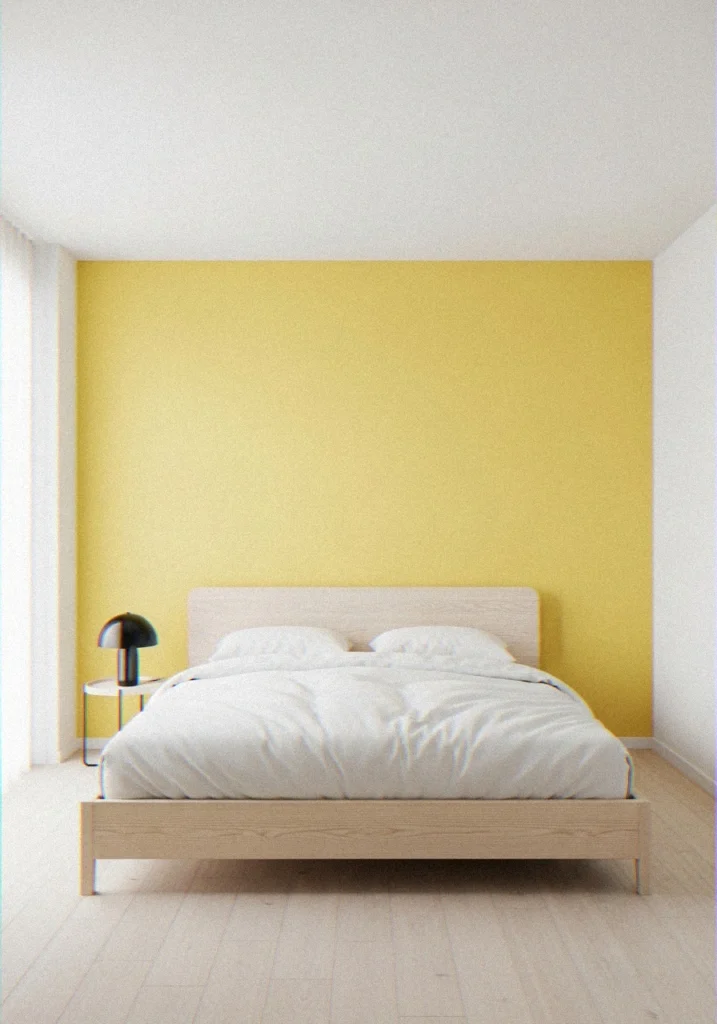  Lemon Yellow Minimalist Bedroom