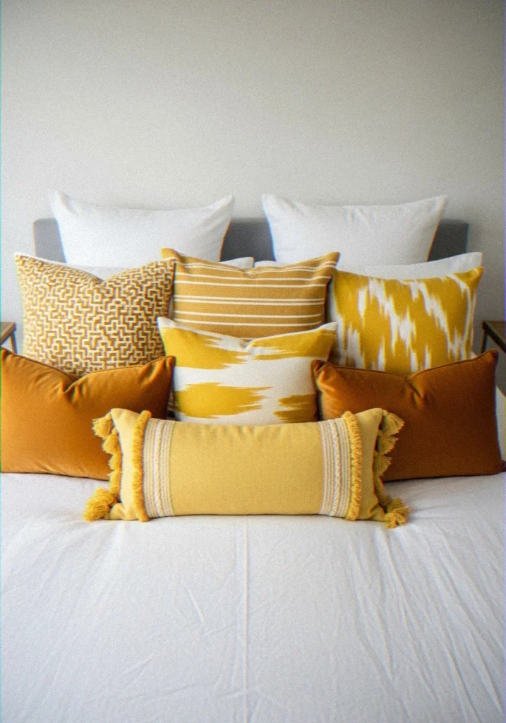  Patterned Yellow Throw Pillows on
