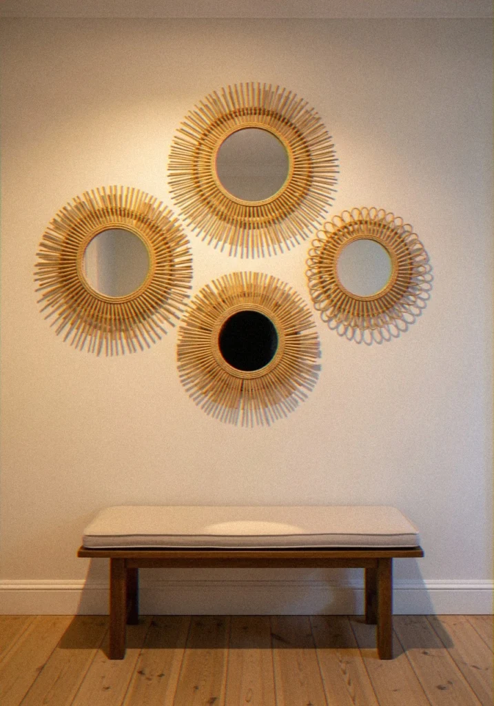 Round Rattan Mirror"