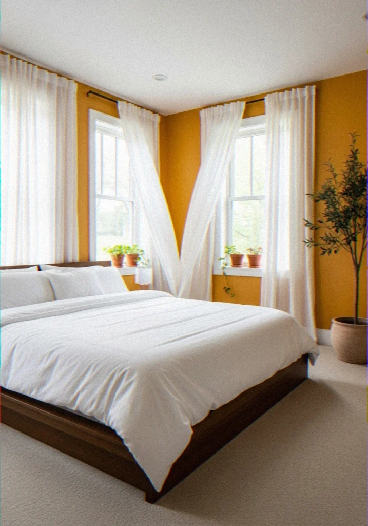 Saffron and White Contrast Bedroom