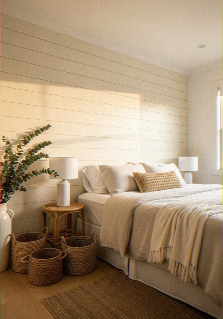 Soft Yellow Shiplap Feature Wall