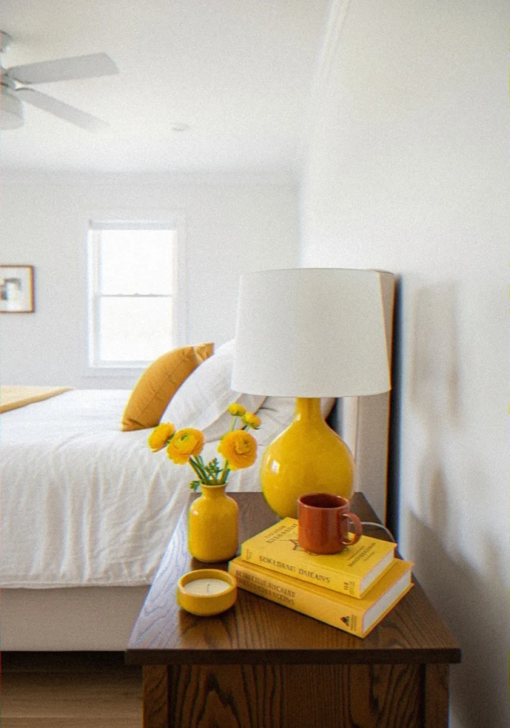 Yellow Bedside Table Styling
