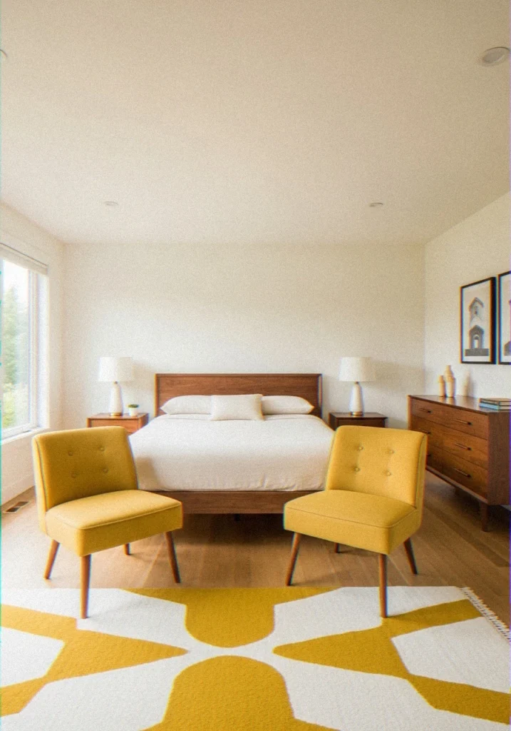  Yellow Mid-Century Modern Bedroom