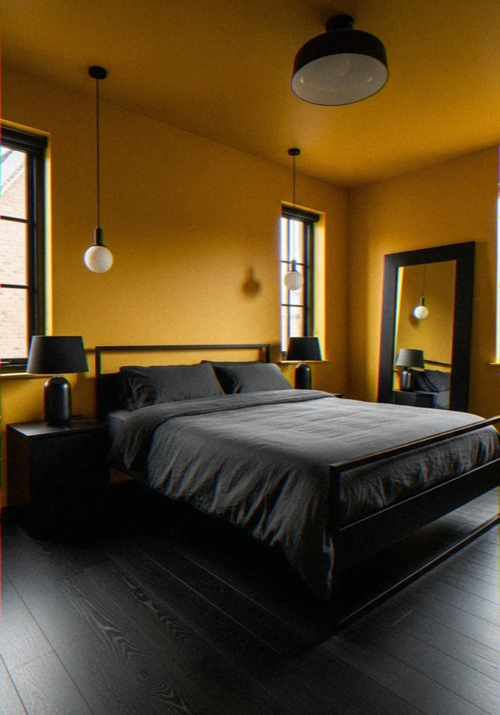 Yellow and Black Bold Bedroom