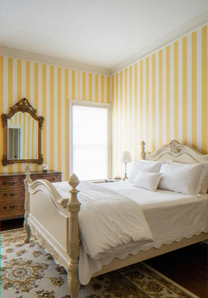 Yellow and White Stripe Wallpaper
