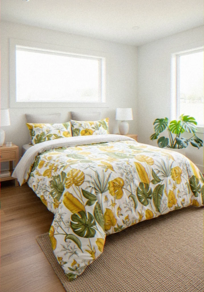 ellow Botanical Print Bedding