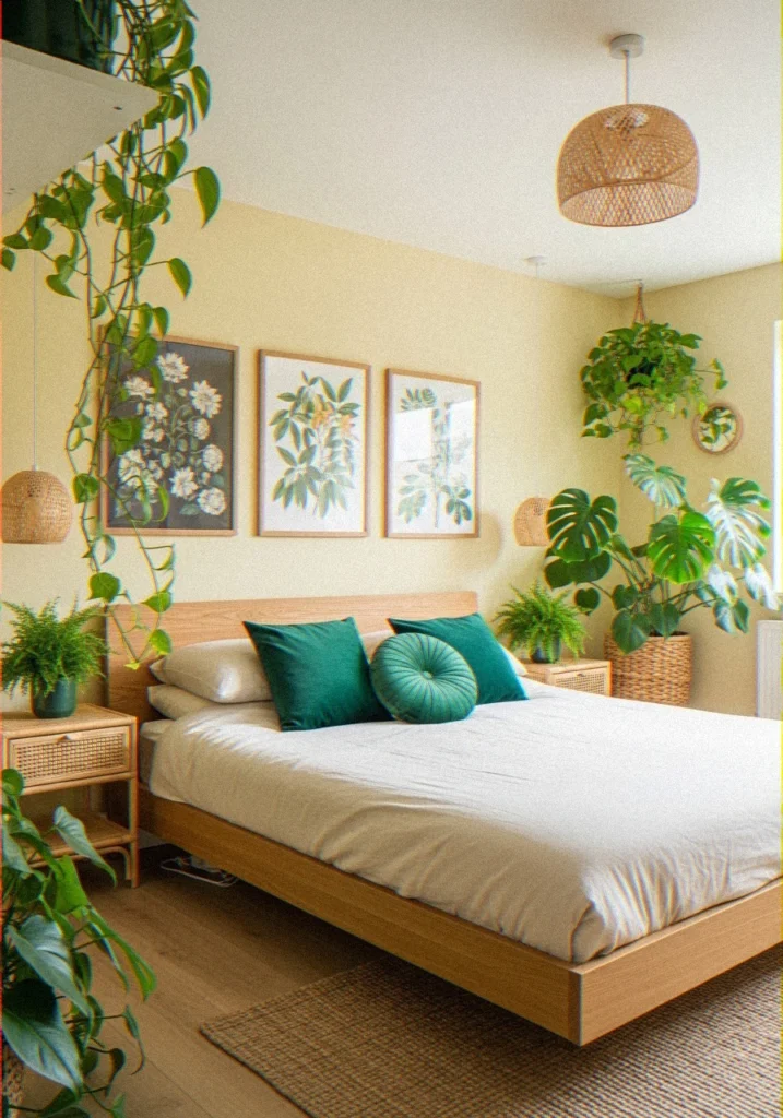ellow and Green Botanical Bedroom