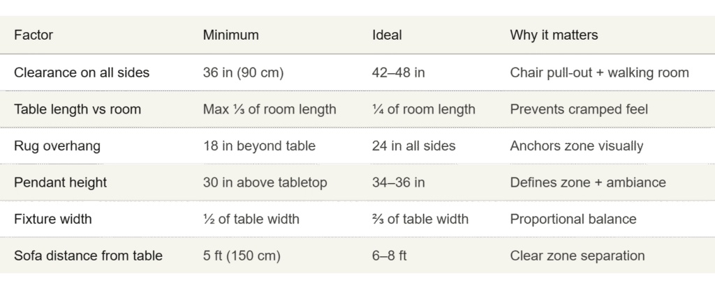 Quick Reference: Central Dining Table Placement at a Glance- Dining Table 