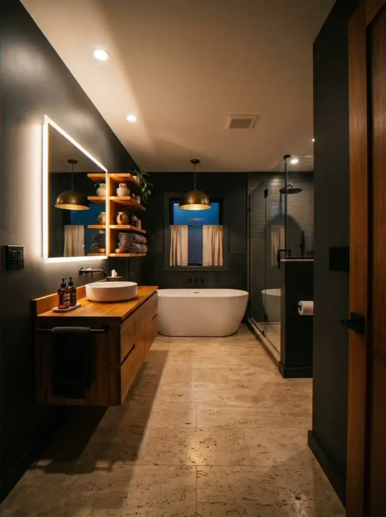 29. Charcoal + Warm Wood