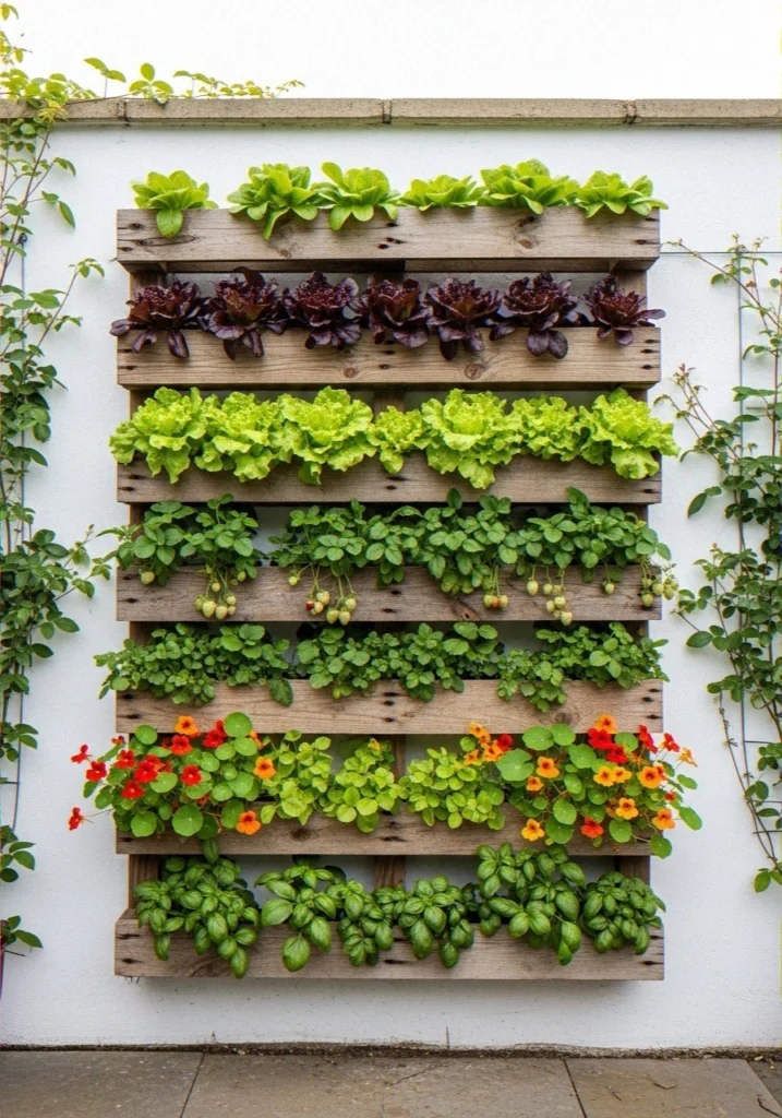 A Vertical Pallet Garden on a Wall