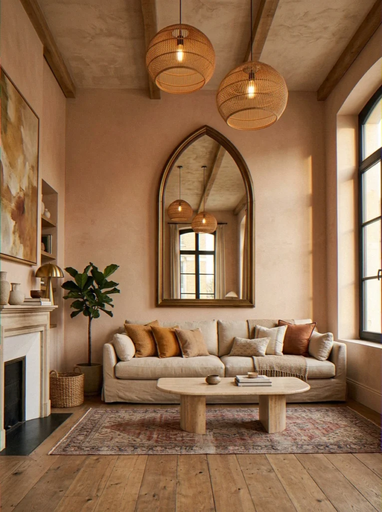 Arched Mirror Above the Sofa