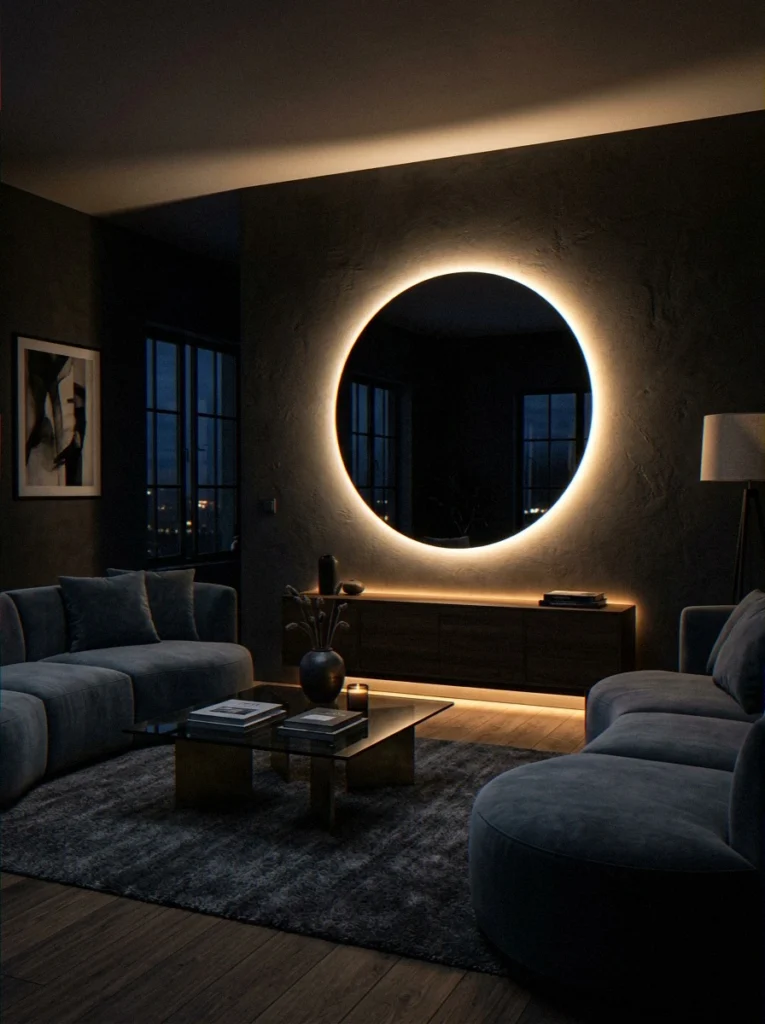 Backlit Circular LED Mirror