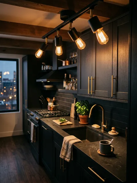  Black And Gold Exposed Bulb Track Lights