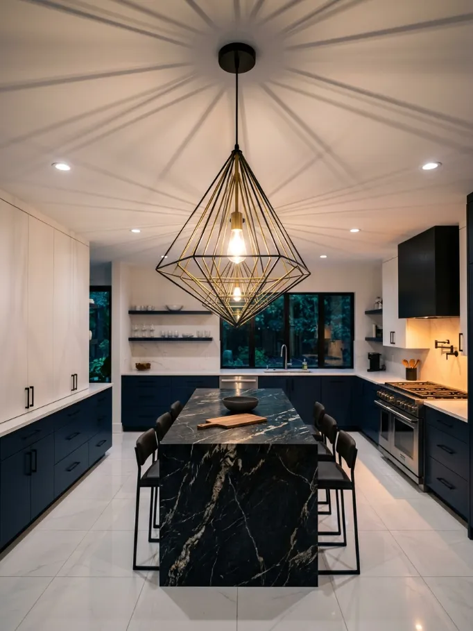 Black And Gold Rattan Or Woven Pendant