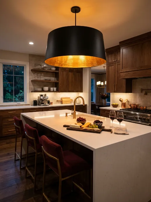 Black Cone Pendant With Gold Lip Dec