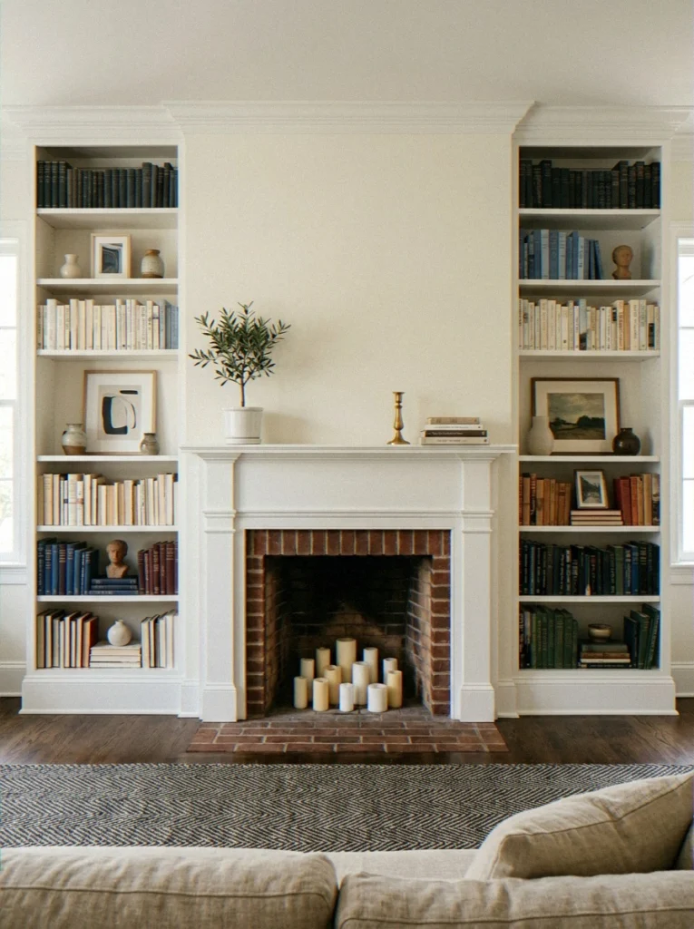Built-Ins Flanking a Fireplace