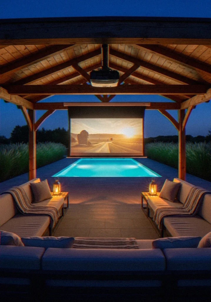 Covered Patio With Outdoor Projector Screen